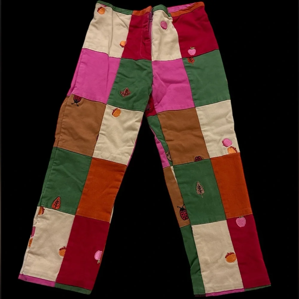 Lilly Pulitzer Multicolor Patchwork Kids embroidered acorn ladybug girls pants 4